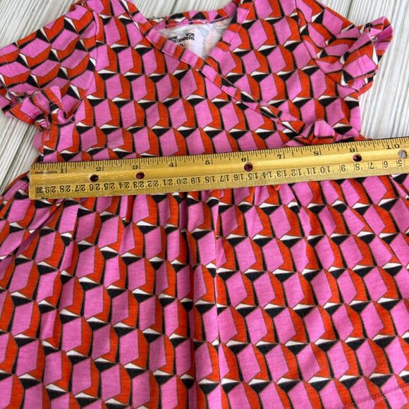 DVF Target Diane Von Furstenberg Pink Red Geo Print Wrap Dress Girls 12 Months - Picture 4 of 4